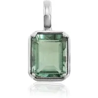 Cavill - Zilveren Hanger 925 Sterling Zilver met Platina Coating - 3,79 ct Groene Fluoriet - Achthoekig Trapgeslepen Edelsteen - Elegante Sieraad