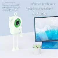 LONGZIMING -Tafelventilator - Burea ventilator - Draagbare Ventilator - Flexibele Hals - Digitale Batterijindicator - Duurzaam Plastic - 5 Snelheden - Handenvrij Gebruik - 1 Stuk