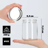 Kadax Wekpotten 540 ml, inmaakpot om in te zetten, inmaakpotten voor schroefdeksel, jampot, voorraadpot, conservenglas, ronde glazen (zilver/8 stuks), 8.6x8.6x11.6, K7497-K7608