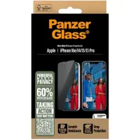 PanzerGlass Screenprotector geschikt voor Apple iPhone 16e Glazen | Ultra-Wide Fit Privacy Screenprotector Privacy - Case Friendly - Zwart