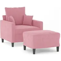 vidaXL Fauteuil met voetenbank 60 cm fluweel roze