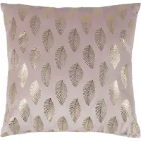 Mars & More Cushion velvet soft pink print leaf gold 45 x 45 cm