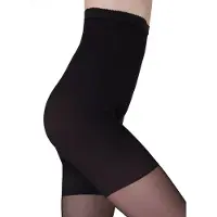 Giulia - Talia Control 40den half-sheer Panty met hoge taille en shapping broekje - Zwart - L