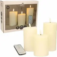 Anna's Collection LED Stompkaarsen met afstandsbediening - 9x - ivoor - 10/12.5/15 cm