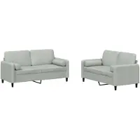vidaXL 2-delige Loungeset met kussens fluweel lichtgrijs
