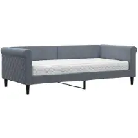 vidaXL Slaapbank met matras 90x190 cm fluweel donkergrijs