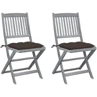 vidaXL Set van 2 klapstoelen met kussens, gemaakt van massief acaciahout.