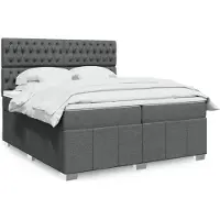 vidaXL Boxspring met matras stof donkergrijs 200x200 cm