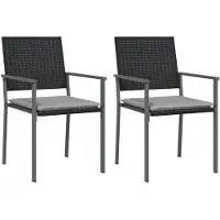 vidaXL Tuinstoelen 2 st met kussens 54x62,5x89 cm poly rattan zwart