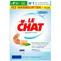 Le Chat Sensitive Waspoeder - Marseille & Aloe Vera - Voordeelverpakking 4x38 Wasbeurten