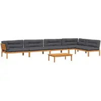 vidaXL 6-delige Loungeset pallet met kussens massief acaciahout
