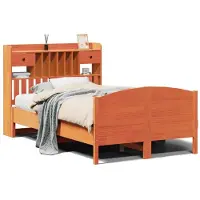 vidaXL Bed met boekenkast zonder matras grenenhout wasbruin 135x190 cm