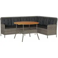vidaXL 2-delige Loungeset met kussens poly rattan grijs