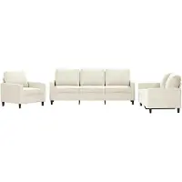 vidaXL 3-delige Loungeset met kussens fluweel crèmekleurig