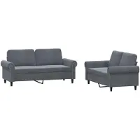 vidaXL 2-delige Loungeset met kussens fluweel donkergrijs