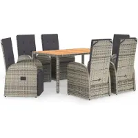 vidaXL 7-delige tuinset met kussens, grijs, polyrotan
