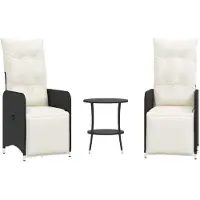 vidaXL Buitenloungestoelen, 2 stuks met tafel, zwart, polyrotan