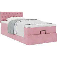 vidaXL Ottoman bed met matras 90x200cm fluweel roze