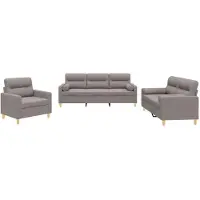 vidaXL 3-delige Loungeset met kussens stof taupe