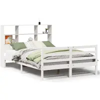 vidaXL Bed met boekenkast zonder matras grenenhout wit 160x200 cm