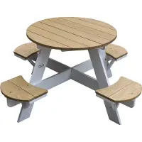 Axi Ufo Picknicktafel Rond voor 4 kinderen in Bruin/Wit - Picknick tafel van hout - 120x120x56cm