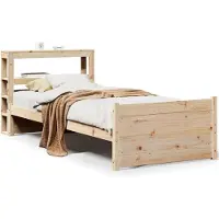vidaXL Bedframe met hoofdbord massief grenenhout 75x190 cm