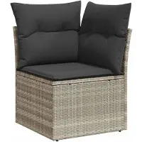 vidaXL 6-delige Loungeset met kussens poly rattan lichtgrijs
