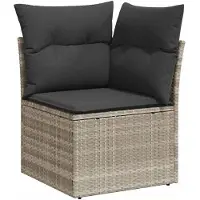 vidaXL 4-delige Loungeset met kussens poly rattan lichtgrijs