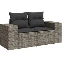 vidaXL 5-delige Loungeset met kussens poly rattan grijs