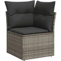 vidaXL 10-delige loungeset voor de tuin met kussens, grijs, polyrotan