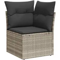 vidaXL 6-delige Loungeset met kussens poly rattan lichtgrijs