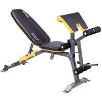 HMS PREMIUM Premium Trainingsbank met Preacher Curl - Zwart/Geel