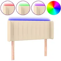vidaXL Hoofdbord LED 93x16x78/88 cm stof crèmekleurig