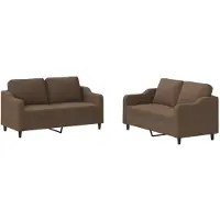 vidaXL 2-delige Loungeset met kussens stof bruin
