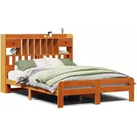 vidaXL Bed met boekenkast zonder matras grenenhout wasbruin 160x200 cm
