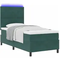 vidaXL LED boxspringbed met matras, donkergroen, 100 x 200 cm, fluweel