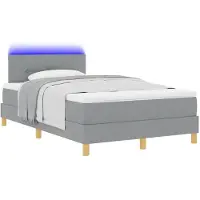 vidaXL LED boxspringbed met hoofdeinde, lichtgrijs, 120 x 190 cm, gestoffeerd