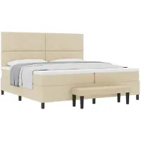 vidaXL Boxspringbed met hoofdeinde, crème kleur, 200 x 200 cm, stof