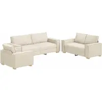 vidaXL Bankstel 3 st Beige Linnenmix Stoffen