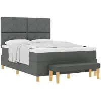 vidaXL Boxspring bed met hoofdeinde Donkergrijs 200 x 140 cm Stof