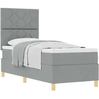 vidaXL Boxspring bed met hoofdeinde Lichtgrijs 80 x 200 cm Stof