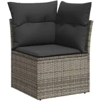 vidaXL 11-delige Loungeset met kussens poly rattan grijs