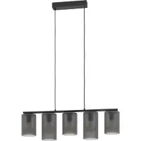 Eglo 5 Lichts Hanglamp Colomera Ø 12cm Smoke Frosted Glas