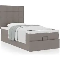 vidaXL Bed met matras 100x200 cm stof taupe