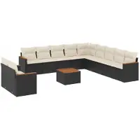 vidaXL 12-delige loungeset voor de tuin met kussens, zwart, polyrotan