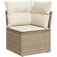 vidaXL 6-delige tuinmeubelset met kussens, beige, polyrotan