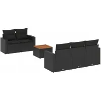vidaXL 6-delige tuinmeubelset met kussens, zwart, polyrotan