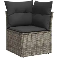 vidaXL 10-delige loungeset voor de tuin met kussens, grijs, polyrotan