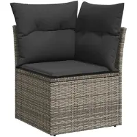 vidaXL 8-delige tuinmeubelset met kussens, grijs, polyrotan