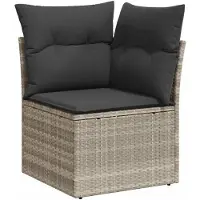 vidaXL 8-delige Loungeset met kussens poly rattan lichtgrijs